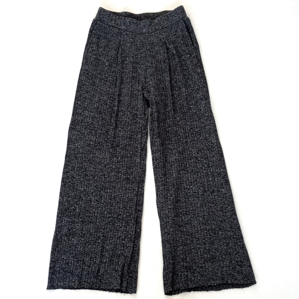 Banana Republic Women's Black White Heathered Knit Rayon Blend Wide Leg Pants XS - Picture 9 of 16